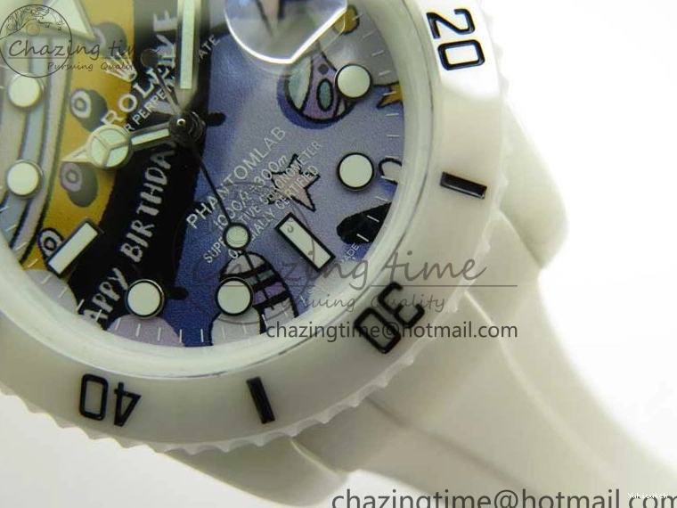 Ceramic Edition 40mm White Dial Submariner Painting White on Best Strap SA3135 Rubber 5GF 0104